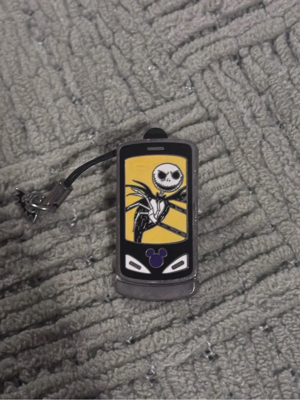 2008 Disney Jack Skellington Phone Charm Keychain - Black & Yellow